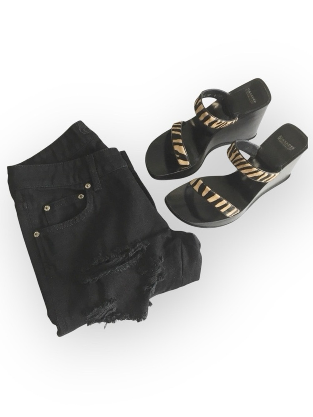 LF Carmar ❉ Skinny Shredded Rips Stretch Jeans ❉ Lace Patches ❉ Jet Black ❉ 25 ❉ - Picture 12 of 16